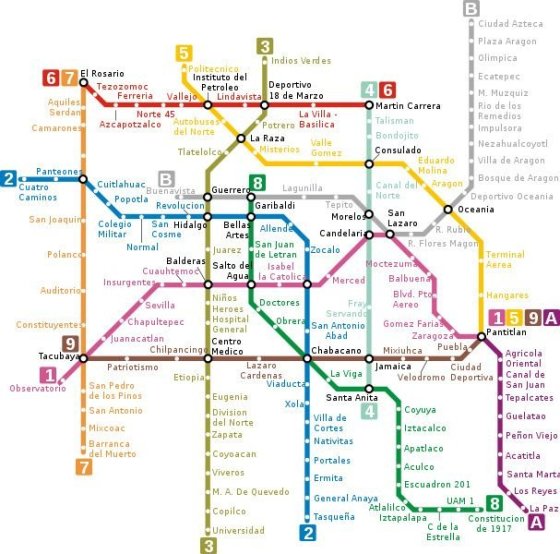 Mapa metra v CDMX