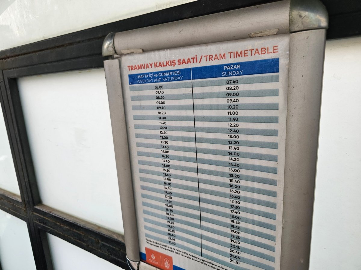 Jízdní řád tramvaje Taksim - Tünel