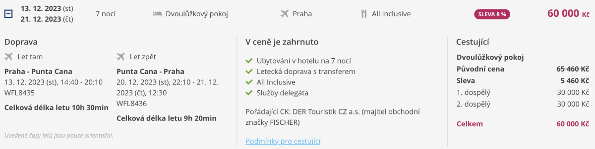 Přímé lety do Punta Cana s CK Fischer a Exim