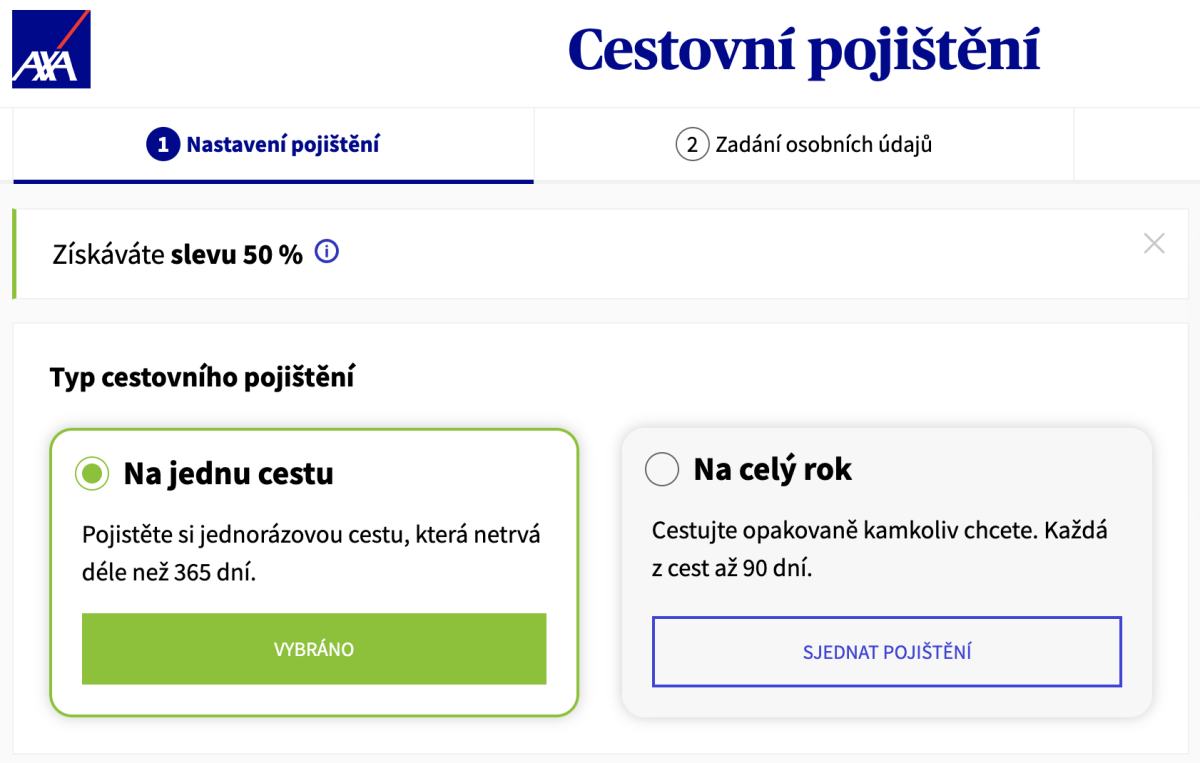 Sleva 50 % na cestovní pojištění AXA Assistance