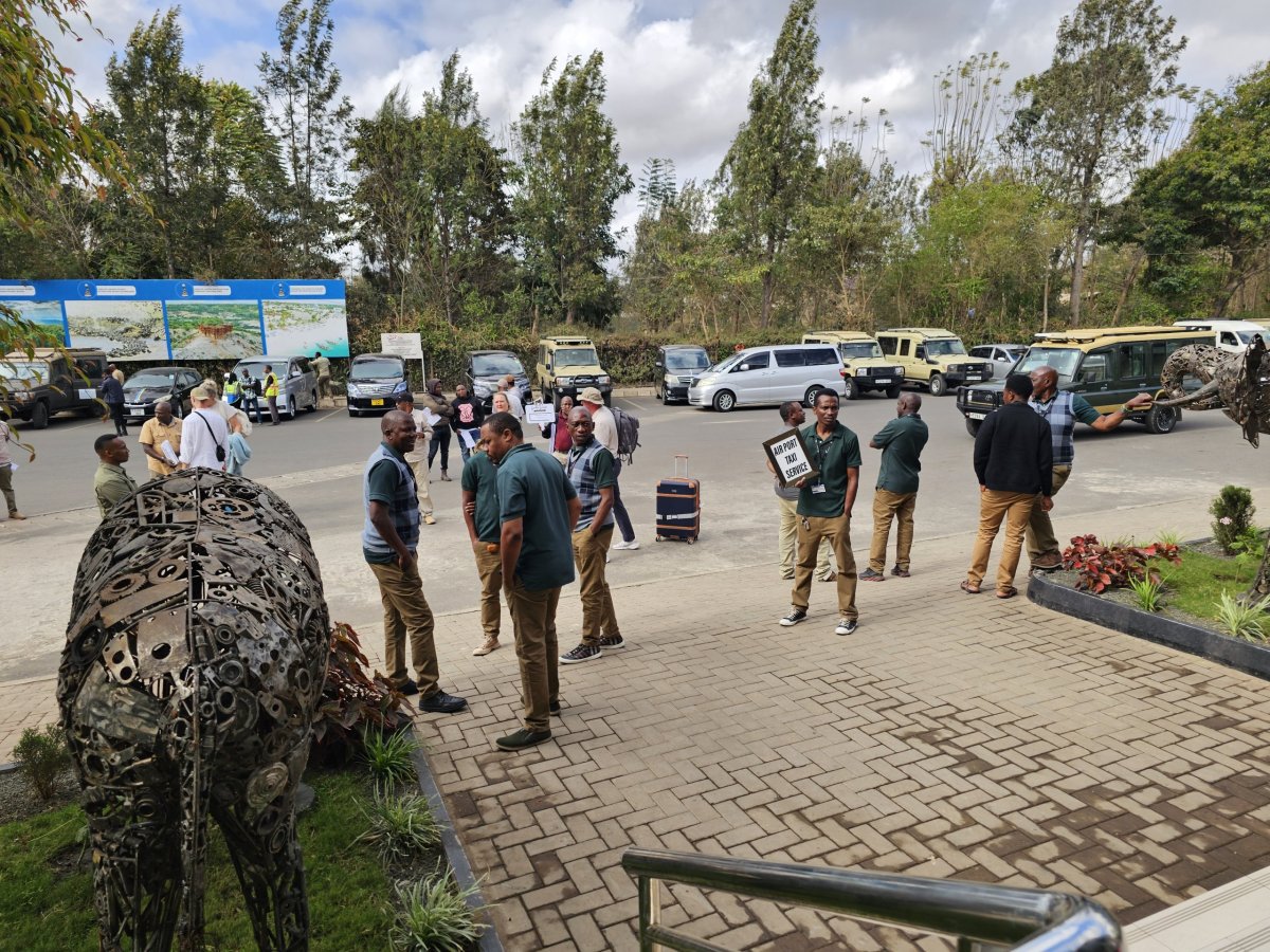 Taxikáři před příletovou halou