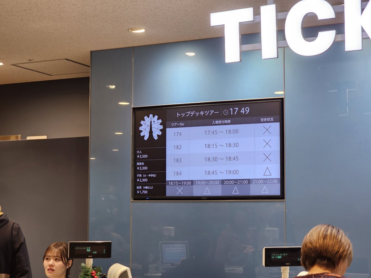 Informace o počtu volných vstupenek na nejvyšší patro