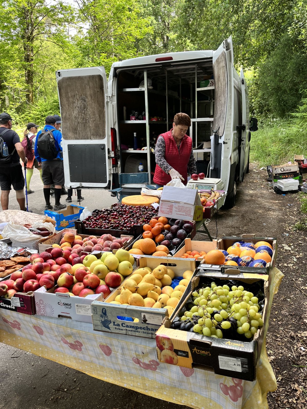 Po cestě můžete sem tam v lese potkat i nějaké food trucky a nebo tady paní s ovocíčkem :)