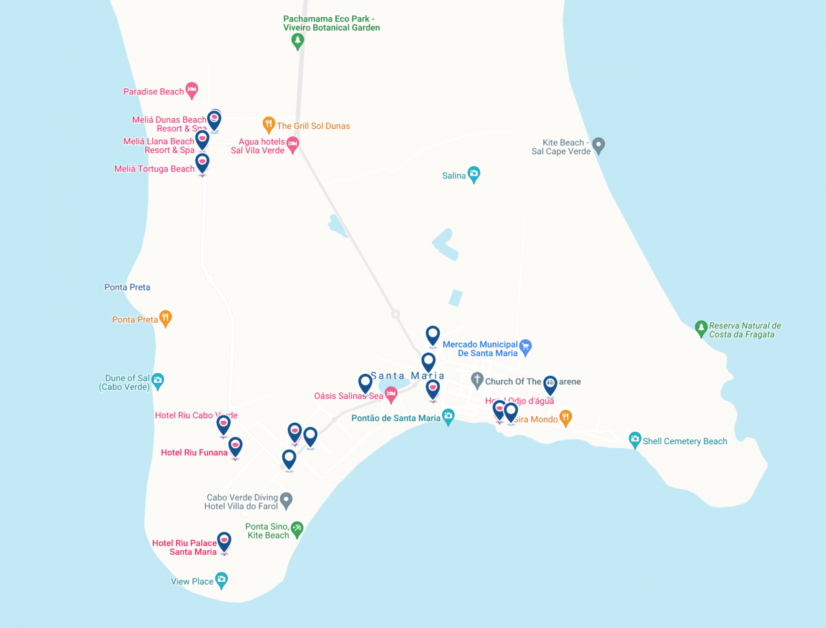Mapa hotelů na Salu, Kavperdy