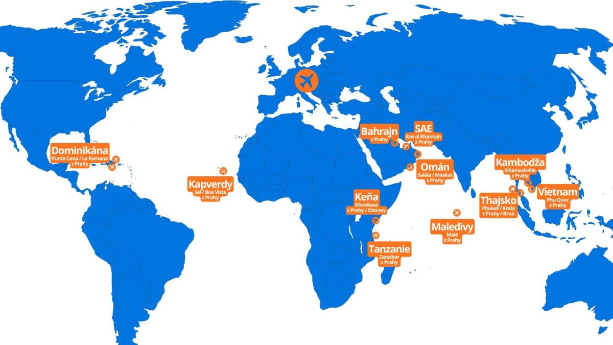 Mapa zájezdů do exotiky