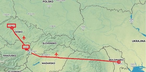 Mapa 1- pro představu, kde Moldávie leží