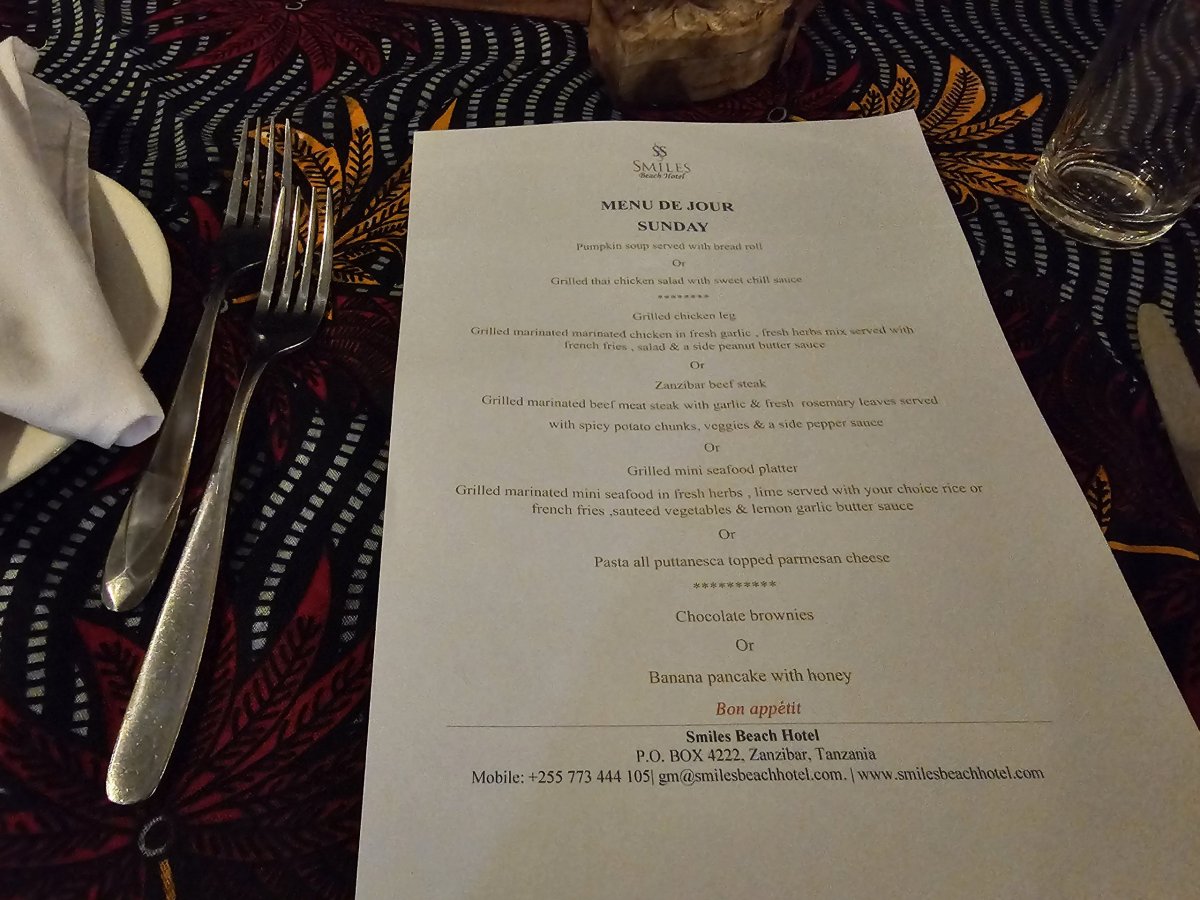 Nabídka večerního menu