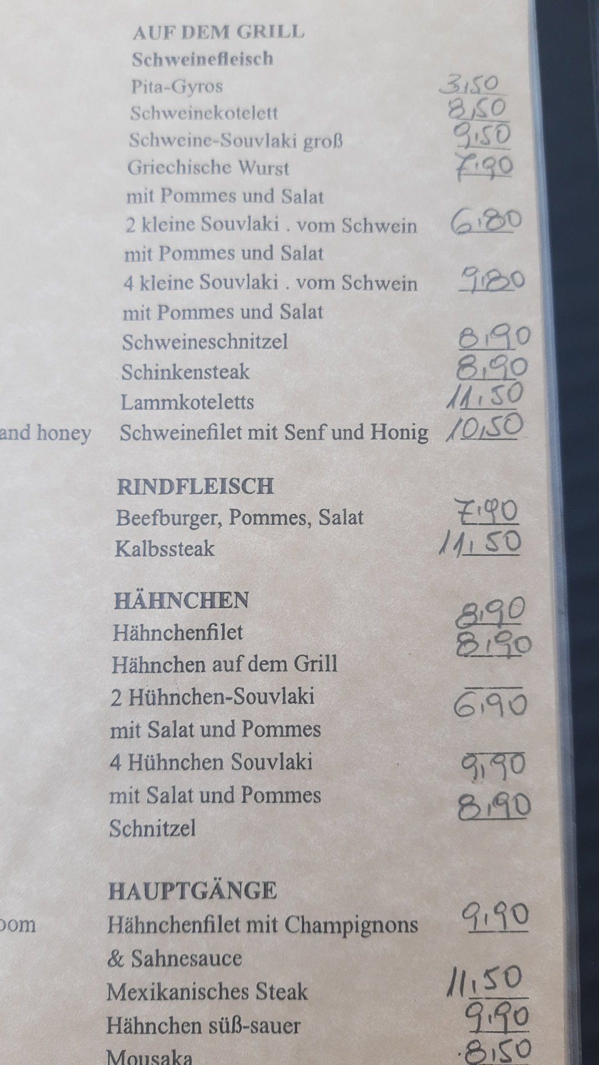 Korali - namátkou z jídelního lístku