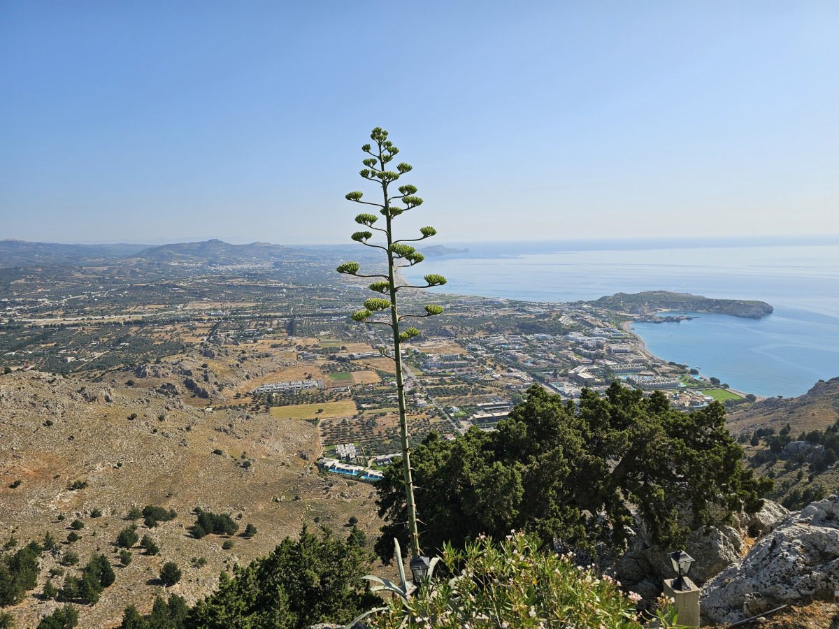 Výhled od kláštera Panny Marie na letovisko Kolymbia