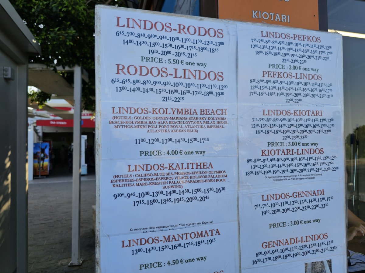 Jízdní řád Lindos