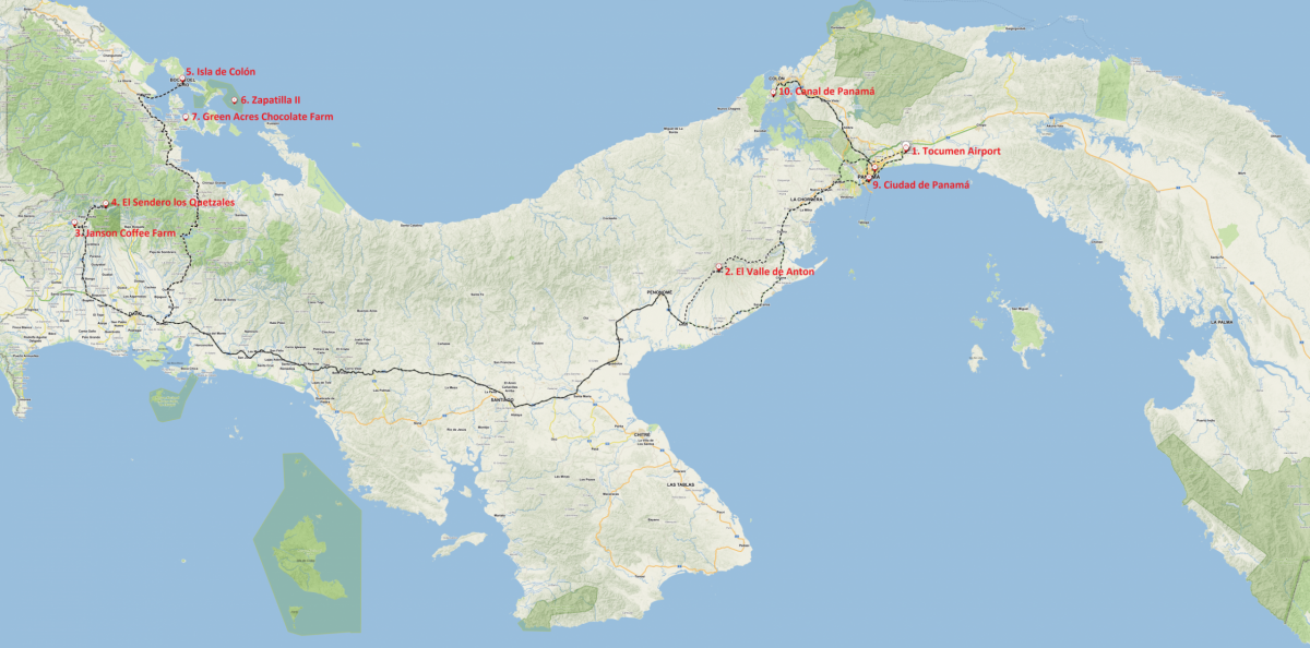 Mapka trasy a jednotlivých zastávek