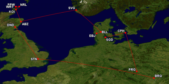 Celková mapa letů...