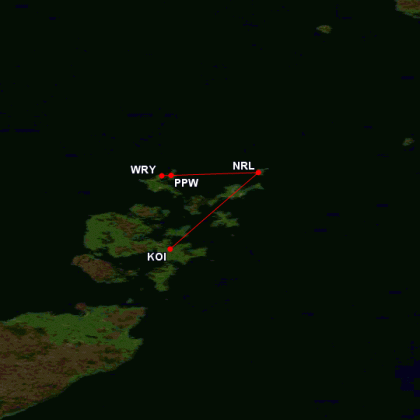 ... a detail přeletů po Orknejích