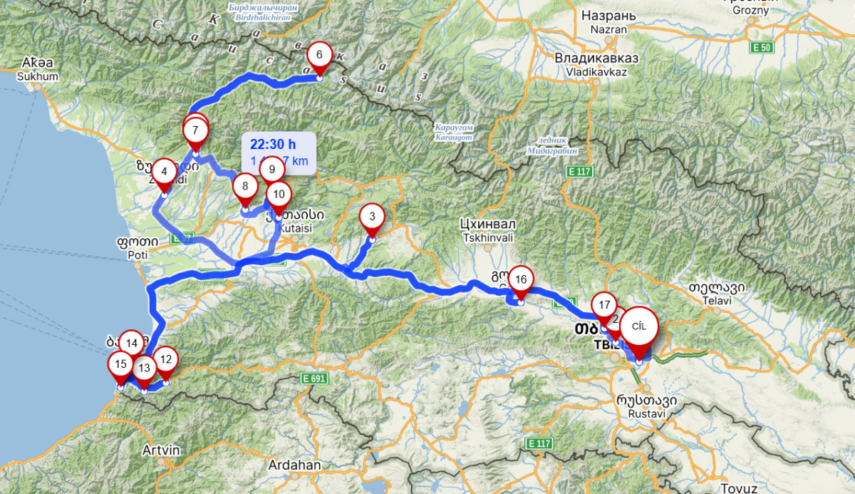 naše putování Gruzií