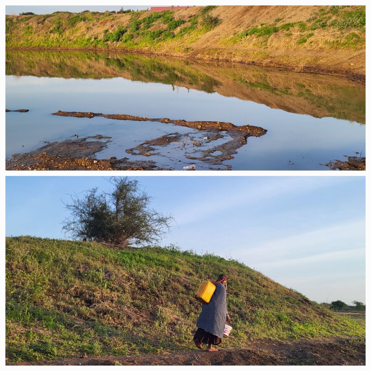 Masajská žena s kanystrem vody