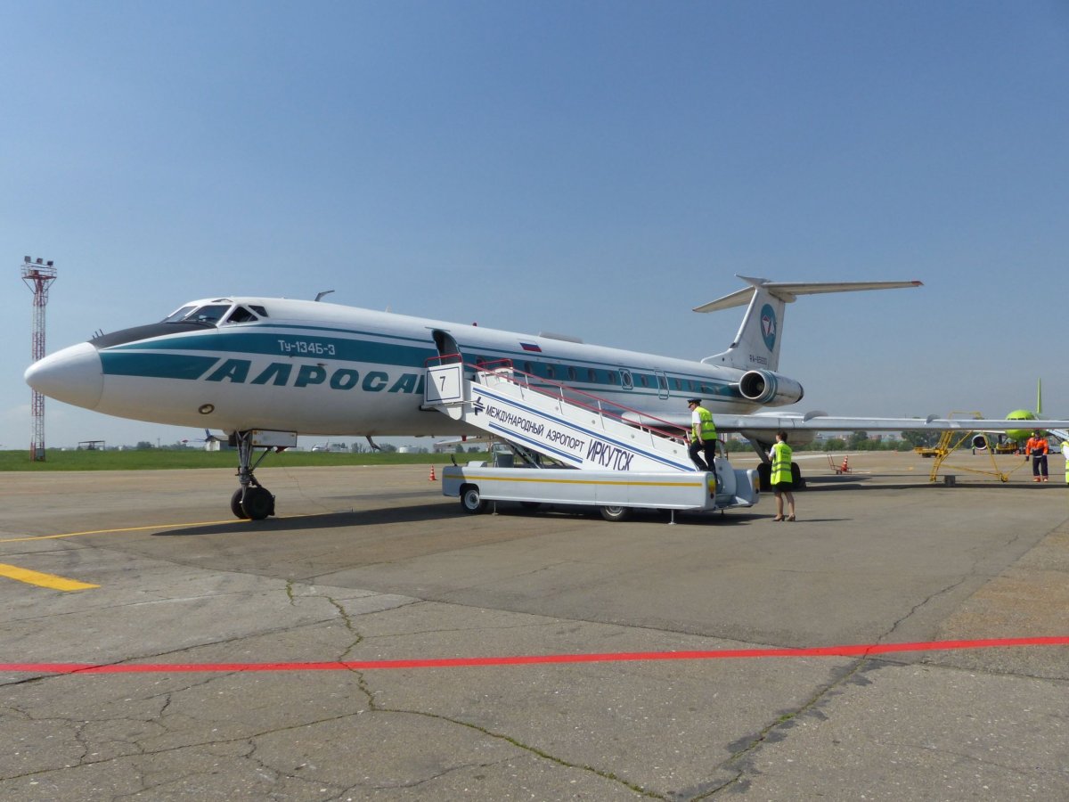 Tu-134 v celé kráse po přistání v Irkutsku