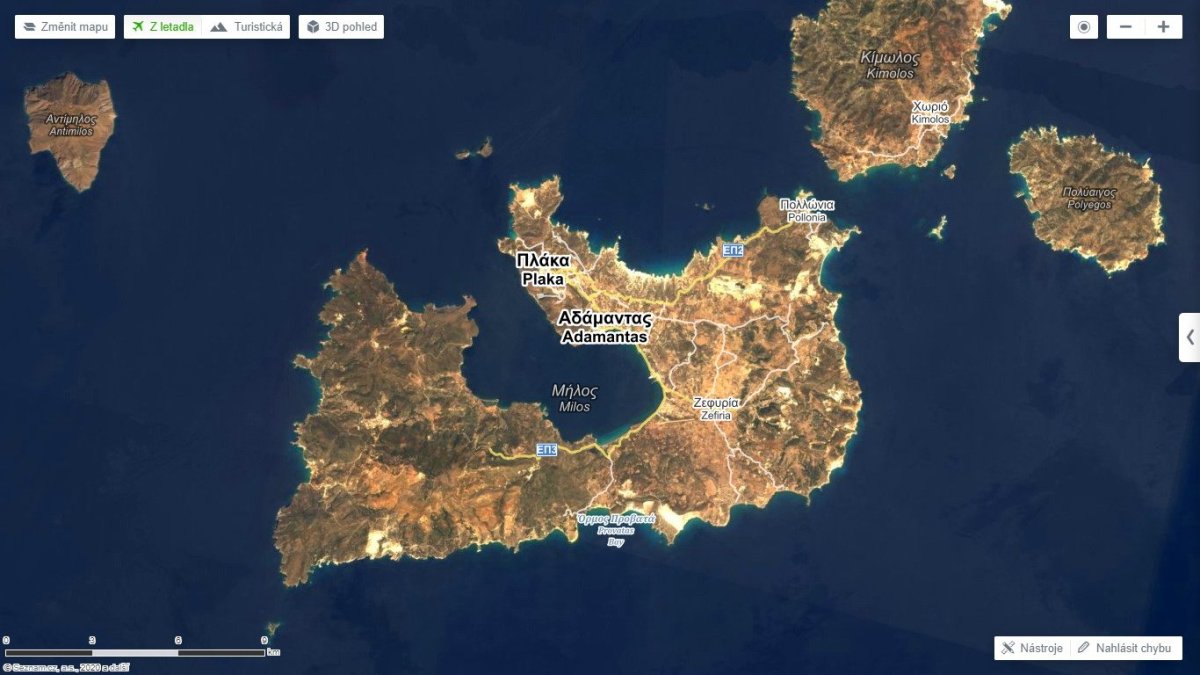 Mapa ostrova Milos