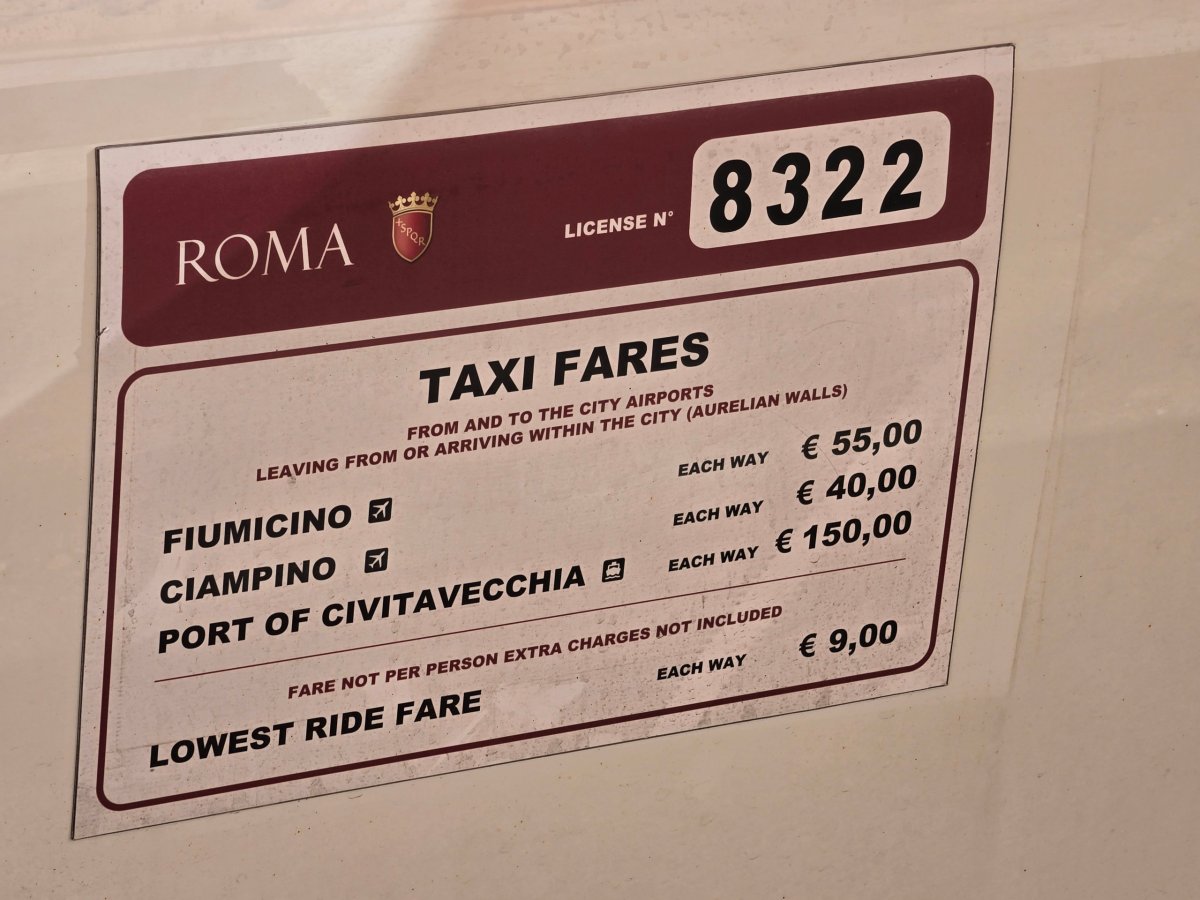 Oficiální ceny taxíků v Římě