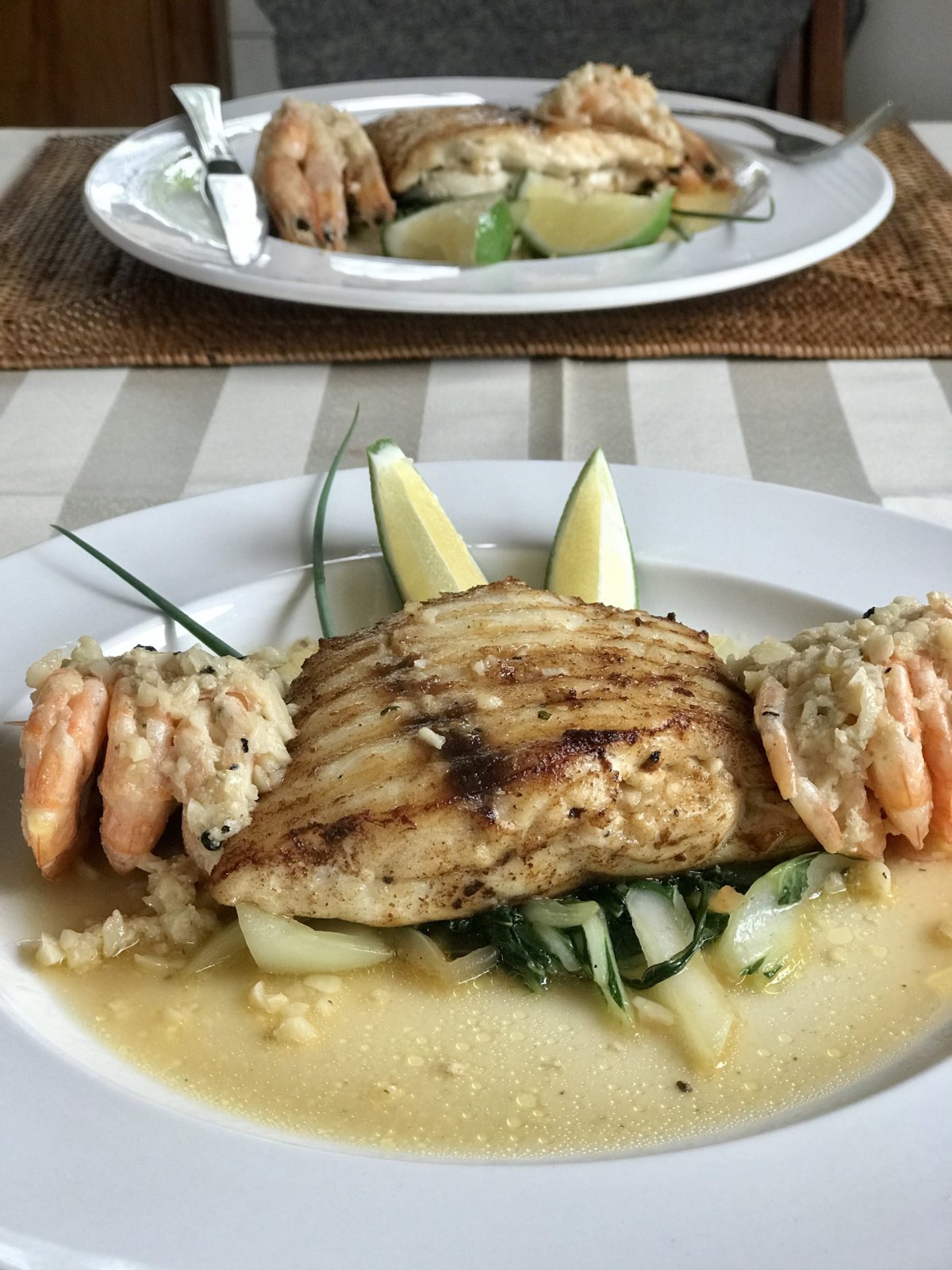 rybí steak s krevetami