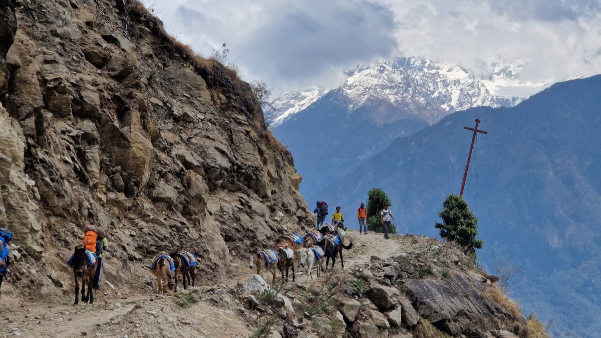zásobování zajišťují nosiči i oslíky a muly