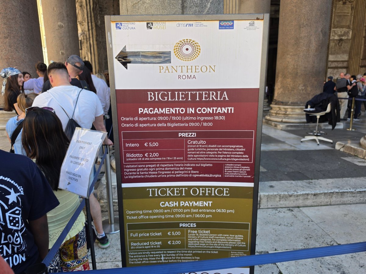 Pantheon, ceny vstupenek