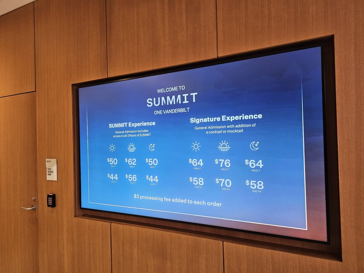 Summit One Vanderbilt, ceník