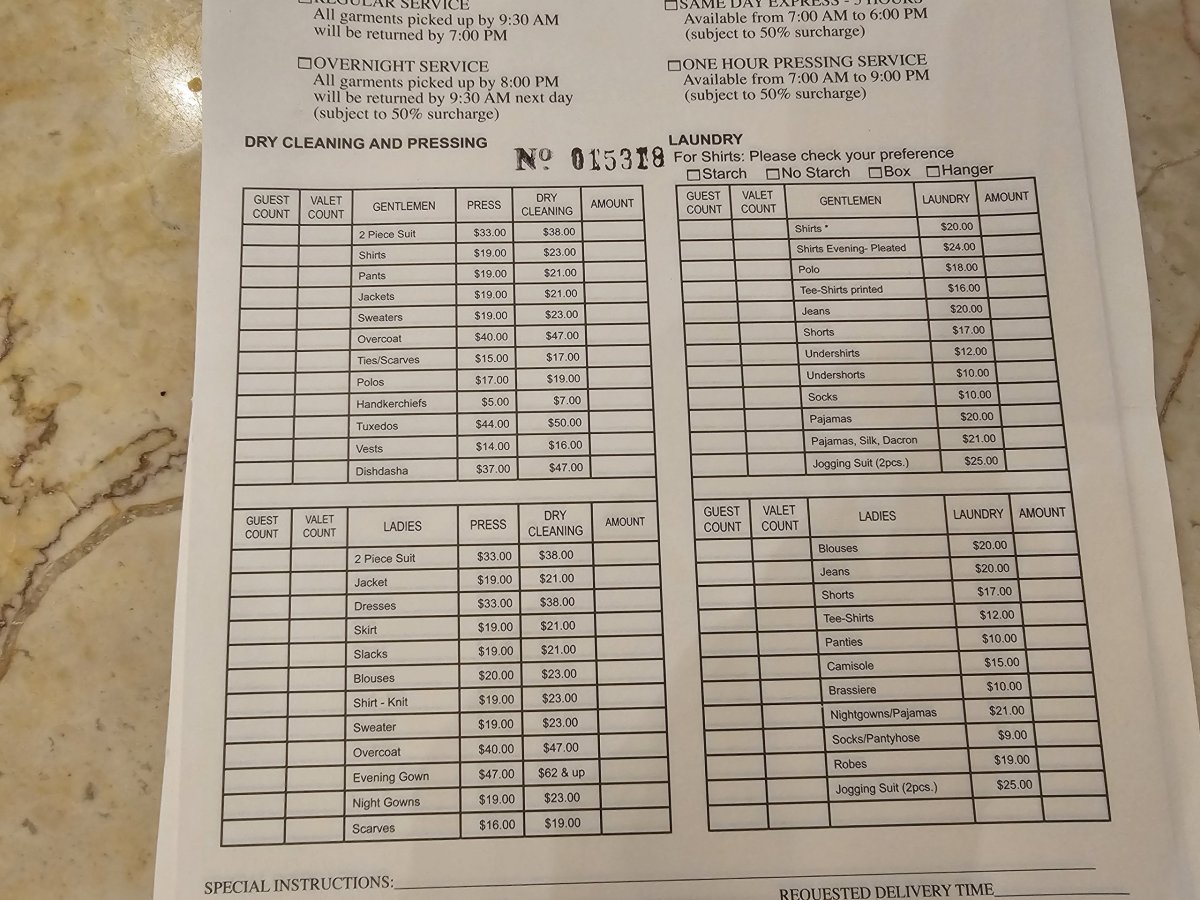 Ceny laundry service