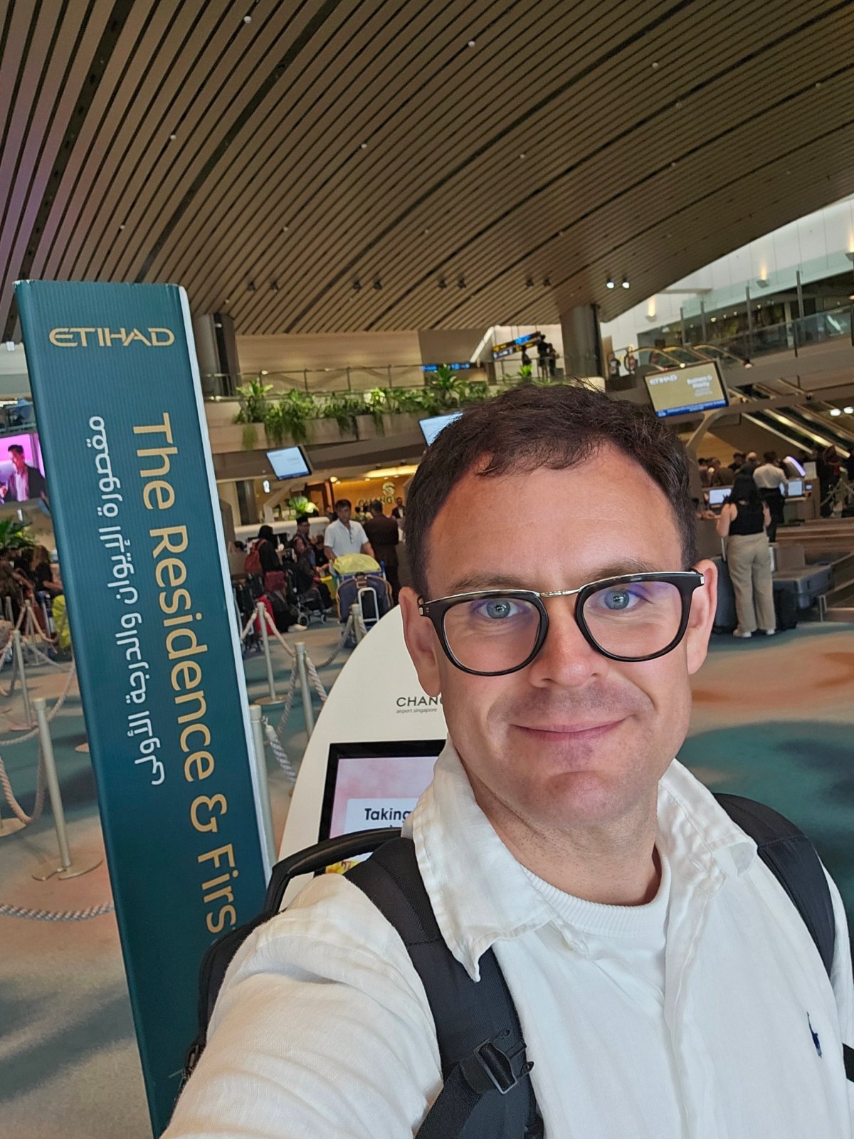 Já u check-inu na letišti Singapur