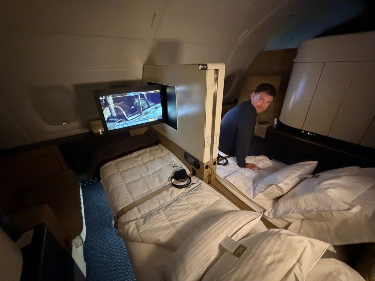 Já na posteli První třídy Etihad Airways