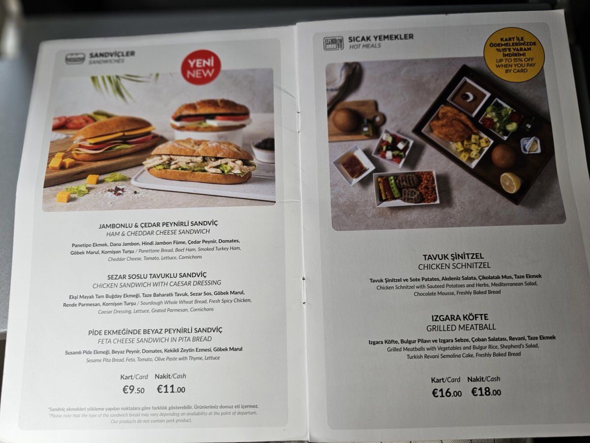 Menu Pegasus Airlines