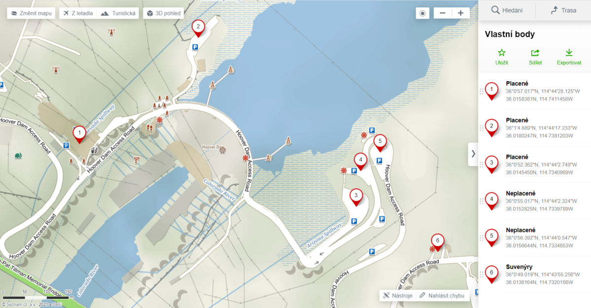 Parkování u Hoover Dam