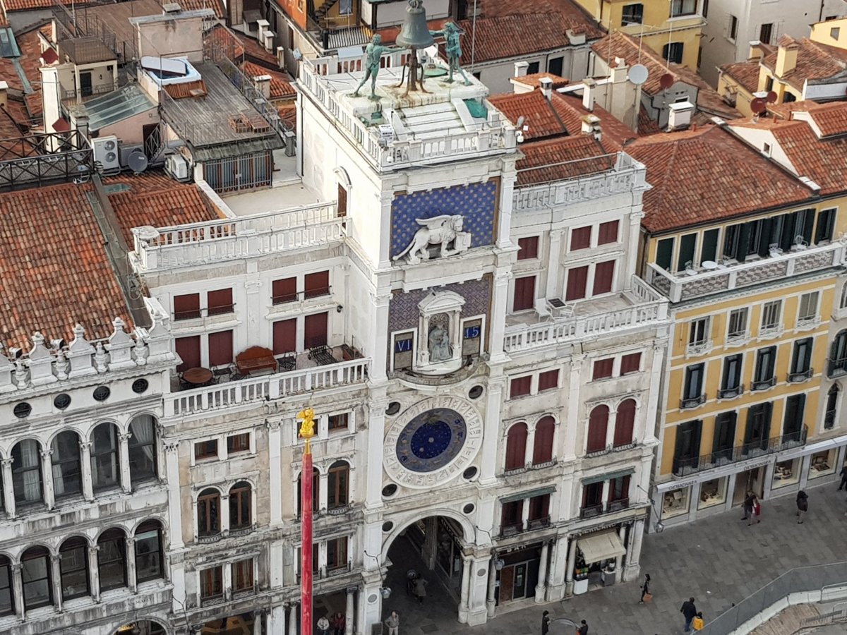 Benátský orloj z 15.stol. shora