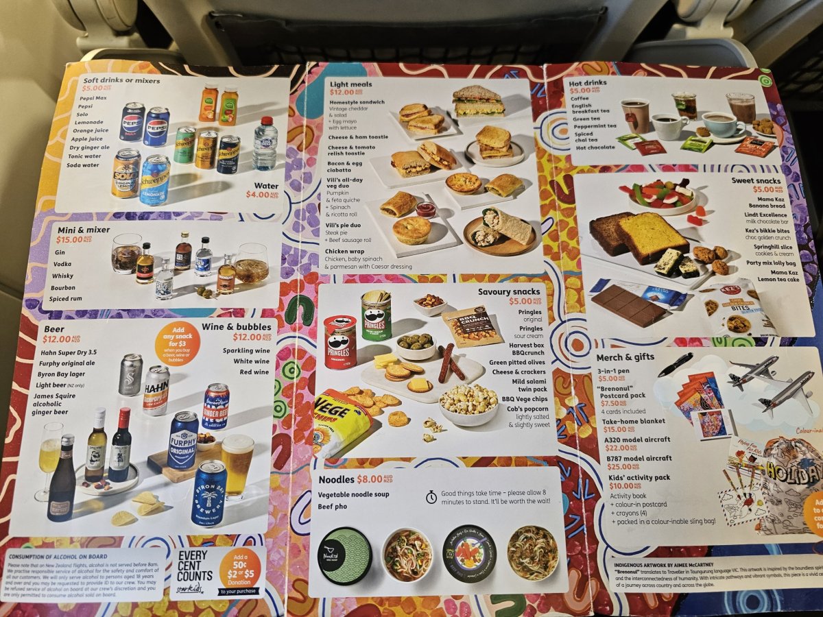 Nabídka občerstvení během letu