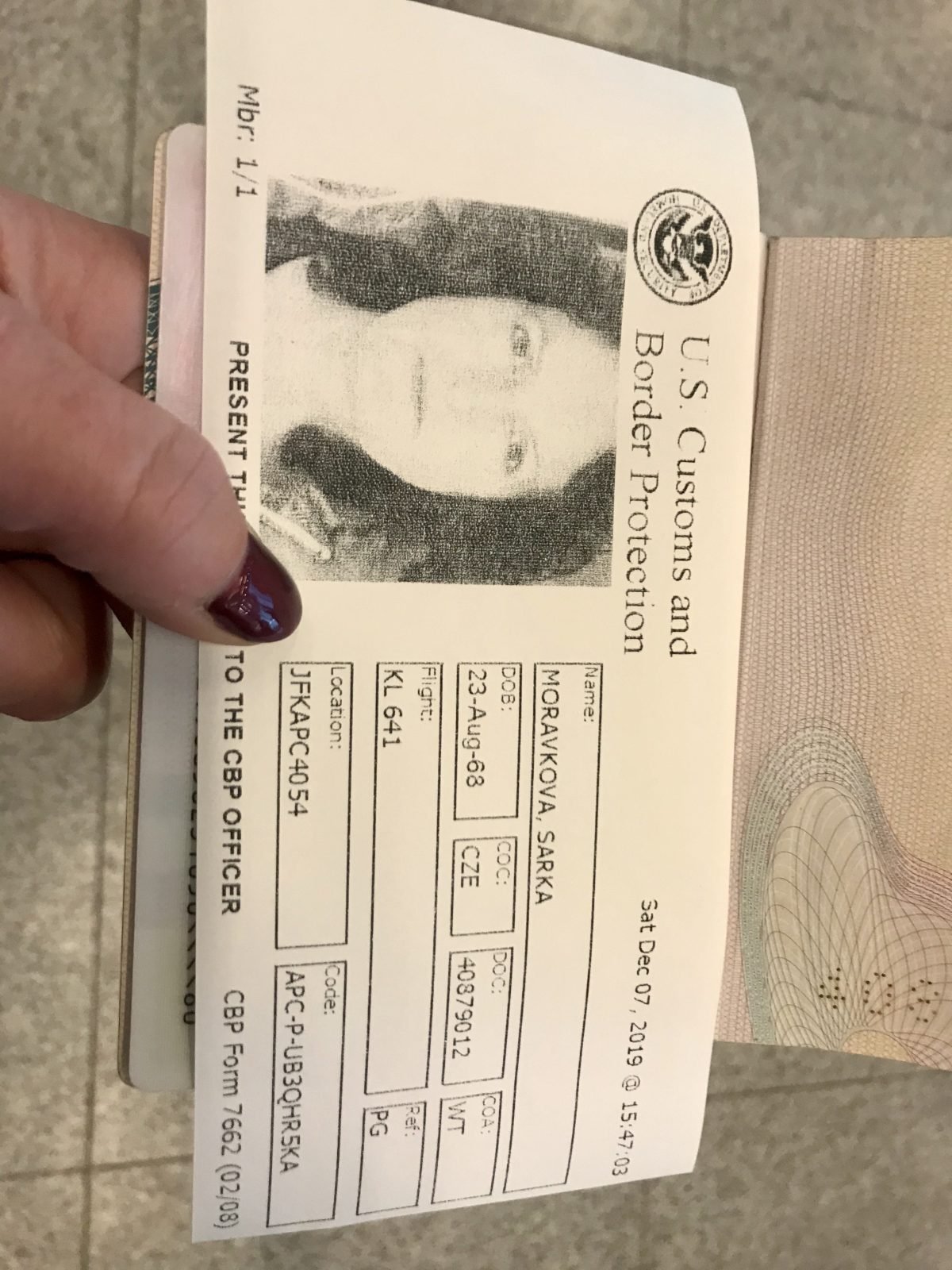 vytištěný vstupní lístek