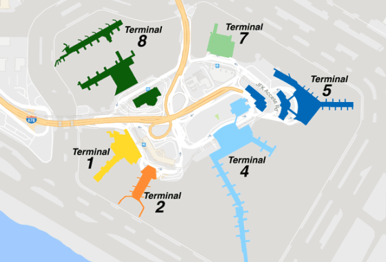mapa letiště JFK